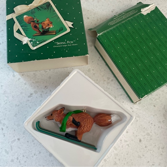 Vintage Hallmark "Skiing Fox" Ornament 1983 with Box Holiday Christmas Tree - Picture 2 of 4